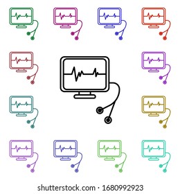 Heart rate meter line multi color style icon. Simple thin line, outline vector of hospital icons for ui and ux, website or mobile application