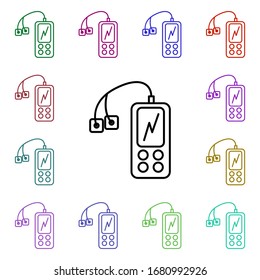 Icono de estilo multicolor de línea de medidor de velocidad de corazón. Línea delgada simple, contorno vector de iconos de hospital para ui y ux, sitio web o aplicación móvil