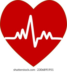 Heart rate monitor art vector icon for medical applications and websites. Replaceable vector design.