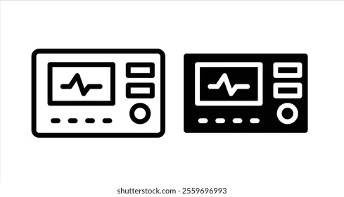 Heart rate monitor Icon collection in filled and stroke style.