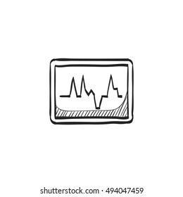 Heart rate monitor icon in doodle sketch lines. Medical health care digital surveillance patients critical coma