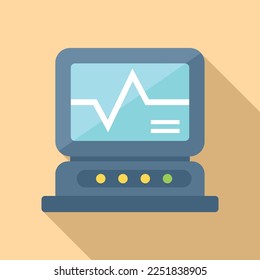 Heart rate monitor icon flat vector. Doctor family. Medical care