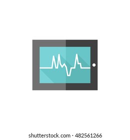 Heart rate monitor icon in flat color style. Medical health care digital surveillance patients critical coma