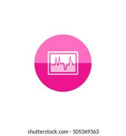 Heart rate monitor icon in flat color circle style. Medical health care