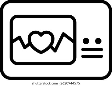Heart rate monitor icon illustration with heartbeat graph and heart symbol