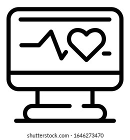 Heart rate monitor icon. Outline heart rate monitor vector icon for web design isolated on white background