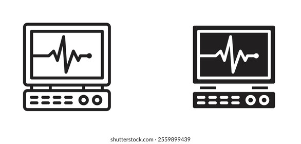 Heart rate monitor Icon set in black color for ui designs