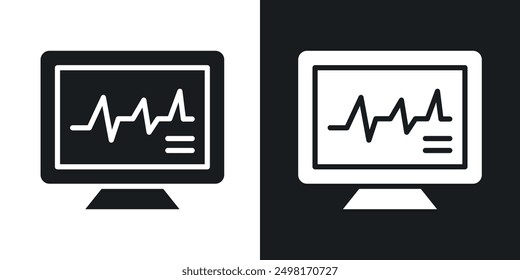 Icono del monitor del ritmo cardíaco en estilo sólido