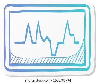 Heart rate monitor icon in sticker color style. Medical health care digital surveillance patients critical coma