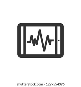 Heart rate monitor icon in thick outline style. Black and white monochrome vector illustration.