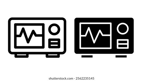 Heart rate monitor Icons pack in outlined and flat versions