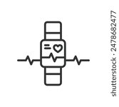 Heart Rate Monitor, in line design. Heart, rate, monitor, pulse, beat, heartbeat, rhythm on white background vector. Heart Rate Monitor editable stroke icon.
