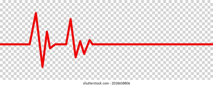 Heart rate monitor line vector isolated on transparent background. Heart rate pulse rhythm line illustration.