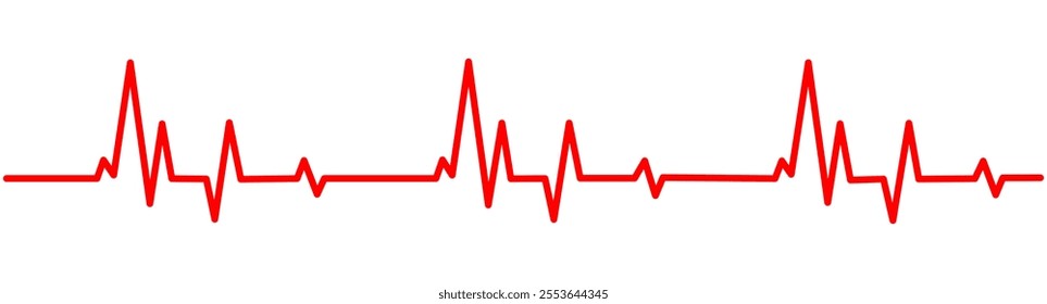 Heart rate monitor line vector isolated on transparent background. Heart rate pulse rhythm line illustration with editable stroke. Stock Vector.