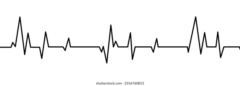 Heart rate monitor line vector isolated on transparent background.