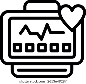 Heart Rate Monitor Line Vector Icon Design