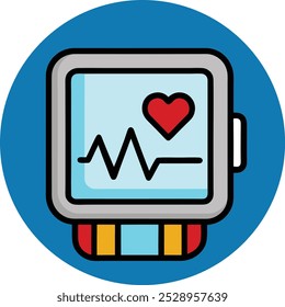 Heart rate monitor vector icon illustration. Flat Cartoon Style.