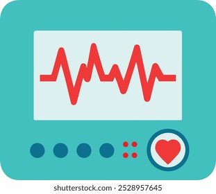 Heart rate monitor vector icon illustration. Flat Cartoon Style.