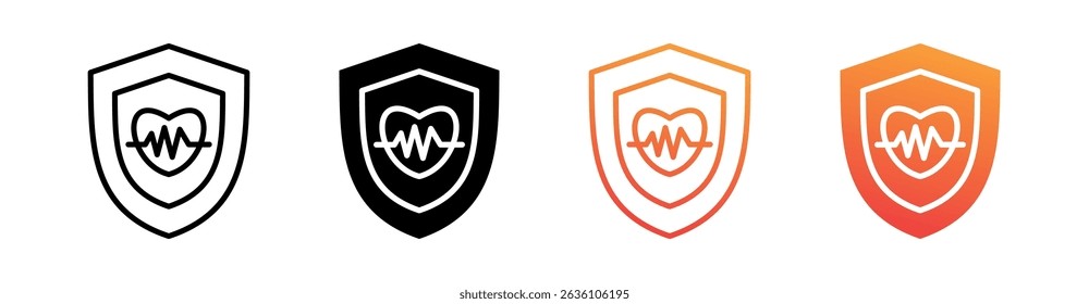 Conjunto de iconos de estilo múltiple de frecuencia cardíaca Vector