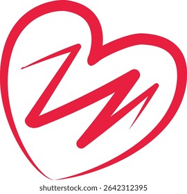 Heart Rate Outline. Love Icon. Health Element.