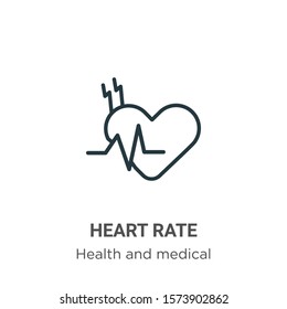 Heart rate outline vector icon. Thin line black heart rate icon, flat vector simple element illustration from editable health and medical concept isolated on white background