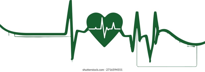 Gráfico de pulso de frecuencia cardíaca con icono de ritmo cardíaco y línea de electrocardiograma de ECG - Símbolo médico del ritmo cardíaco aislado en fondo transparente
