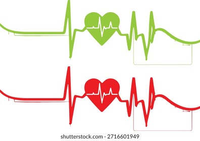Gráfico del pulso del ritmo cardíaco con el icono del latido cardíaco, símbolo médico del ritmo cardíaco aislado en fondo transparente