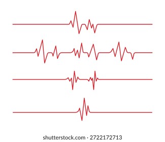 Pulsdiagramm der Herzfrequenz. Herzschlag-Symbol-Liniensymbol. Herzrhythmuszeichen. EKG, EKG-Prüfbericht, Vektorbearbeitbare Linienbreite