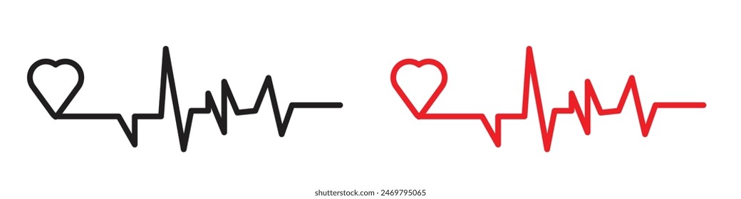 Heart rate pulse icon line art vector