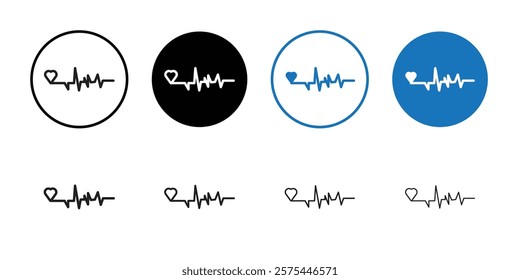 Heart rate pulse icon Thin line art collection