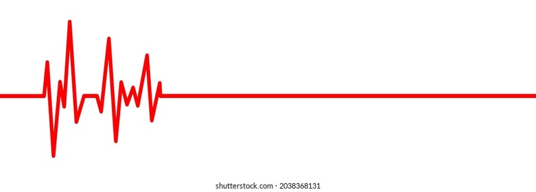 Heart rate pulse line vector isolated on white background. Heartbeat pulse rhythm red line illustration. Cardio graph symbol