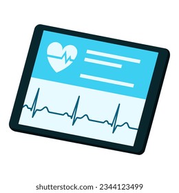 Heart rate and pulse measure on tablet, medicine and healthcare concept, isolated