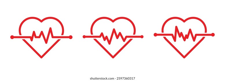 Heart rate pulse rhythm line. Heart rate monitor line vector isolated on white background.