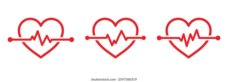 Heart rate pulse rhythm line. Heart rate monitor line vector isolated on white background.