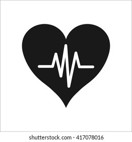 Heart rate pulse sign simple icon on  background