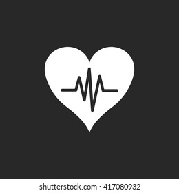Heart rate pulse sign simple icon on  background