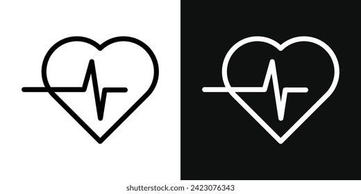 Heart rate pulse vector line icon illustration.