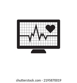 Heart rate screen icon black.Vector Illustration 