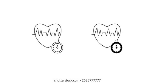 heart rate set icon with white background vector stock illustration