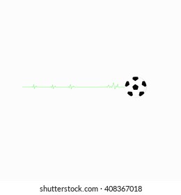  Heart rate signal and football, vector illustration.