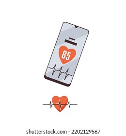 Heart rate and smartphone design vector illustration. Healthy lifestyle using technology concept.
