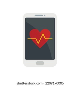 Heart rate smartphone icon. Flat illustration of Heart rate smartphone vector icon isolated on white background