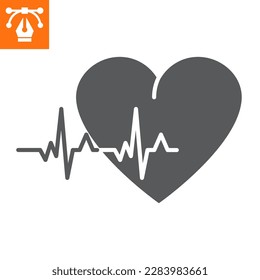 Heart rate solid icon, outline style icon for web site or mobile app, fitness and medicine, pulse trace vector illustration, vector graphics with editable strokes.