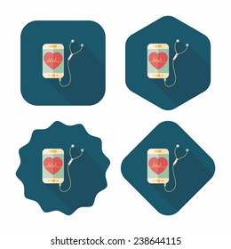 heart rate sport equipment flat icon with long shadow, eps10