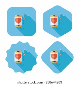heart rate sport equipment flat icon with long shadow, eps10