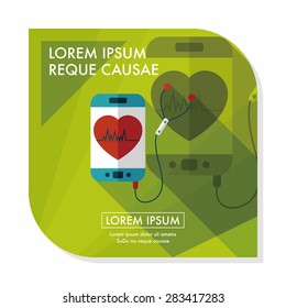 heart rate sport equipment flat icon with long shadow,eps10