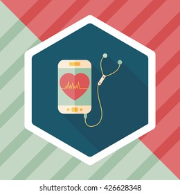 heart rate sport equipment flat icon with long shadow,eps10