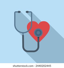 Heart rate stethoscope icon flat vector. Event disease man. Health effect