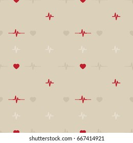 Heart and heart rate symbols - vector background