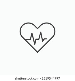 Heart rate thin liner icon isolated